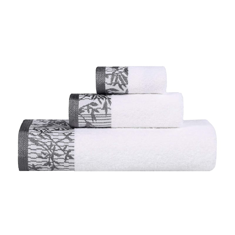 Superior Wisteria Cotton Floral Jacquard 3 Piece Bathroom Towel Set