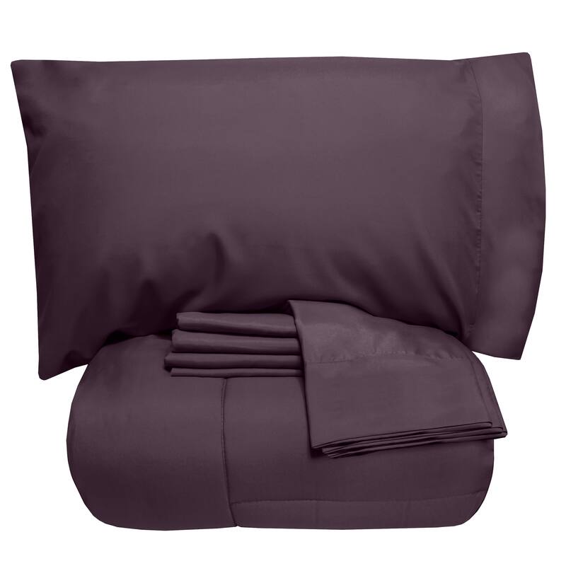 Sweet Home Collection Luxury Solid Bed-In-a-Bag with Sheet Set