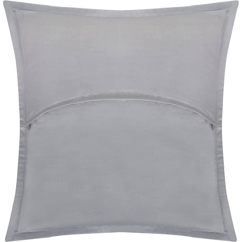 Delara GOTS Certified 100% Organic Cotton 2 Inch Flange Euro Sham Set of 2, Pia Paisley Grey