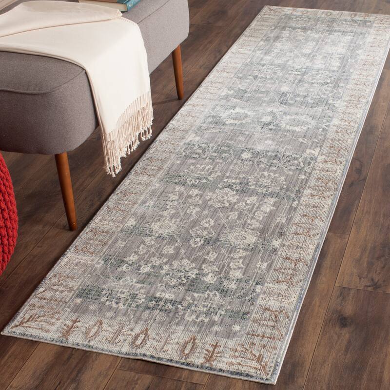 SAFAVIEH Valencia Humpy Oriental Distressed Rug - 2'3" x 8 Runner - Grey/Green