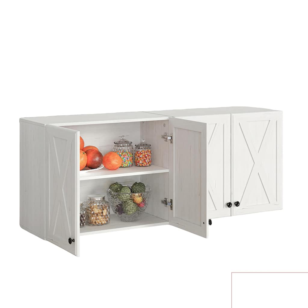 Farmhouse Wall Cabinet with 3 Doors and Shelves