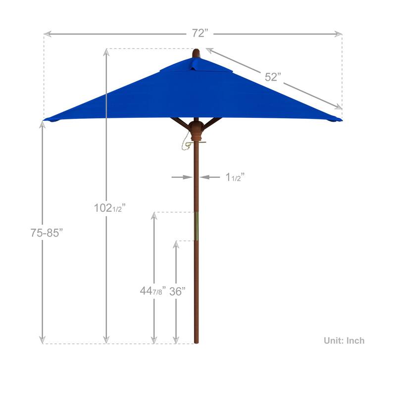 Port Lavaca 6ft Square, Sunbrella Fabric Wooden Patio Umbrella by Havenside Home, Base Not Included