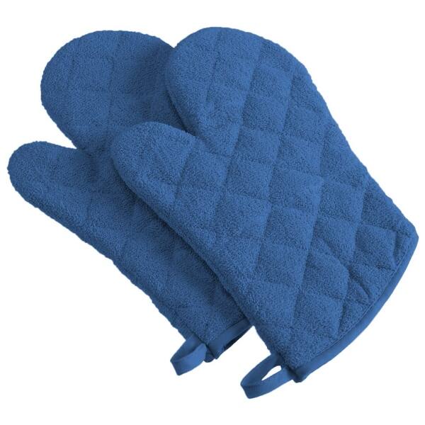Shop Set Of 2 Blue Terry Cloth Oven Mitts 13 Overstock 21534929