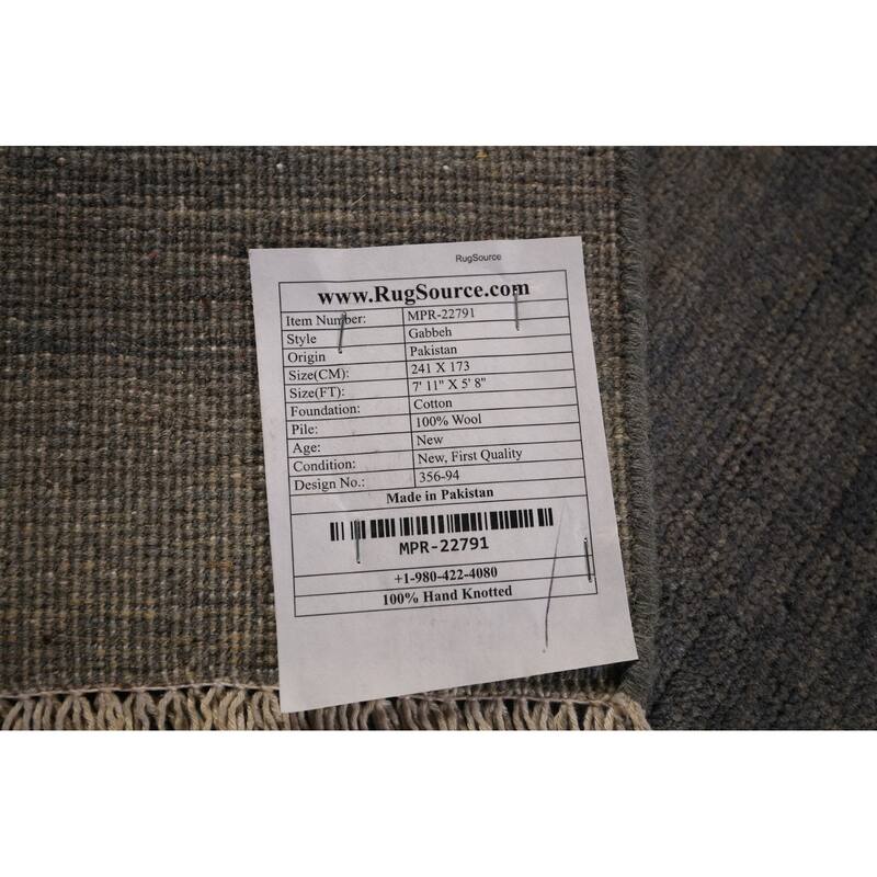 Gray Modern Gabbeh Oriental Area Rug Handmade Dining Room Wool Carpet - 5'8" x 7'11"