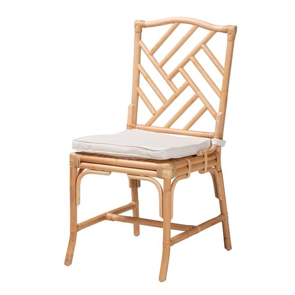 slide 2 of 11, Rio Modern Bohemian Natural Brown Rattan Dining Chair White, Natural Brown
