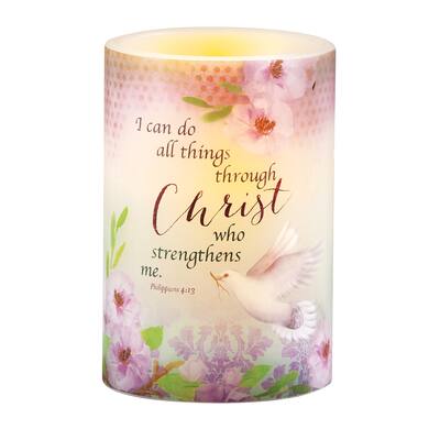 I Can Do All Things Through Christ LED Lighted Candle - 8.000 x 5.750 x 5.750