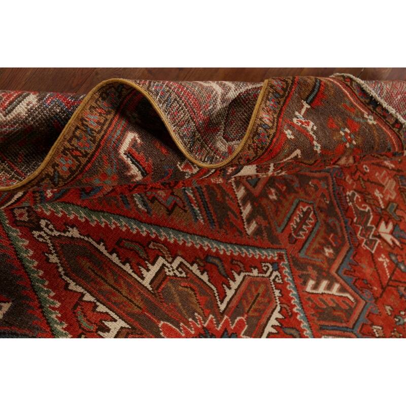 Geometric Heriz Persian Vintage Area Rug Hand-Knotted Wool Carpet - 8'3"x 10'10"