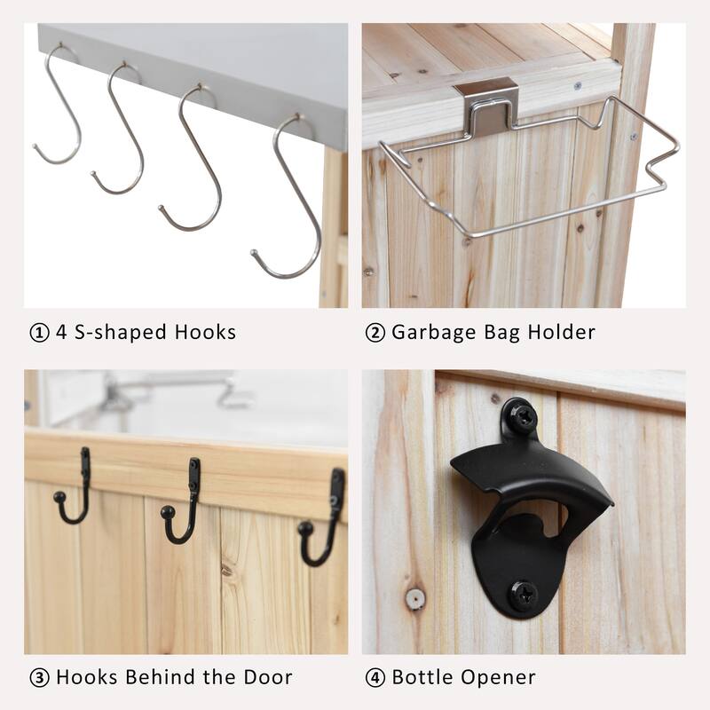 40.5" Outdoor Grill Cart With Stainless Steel Top(no include stool)