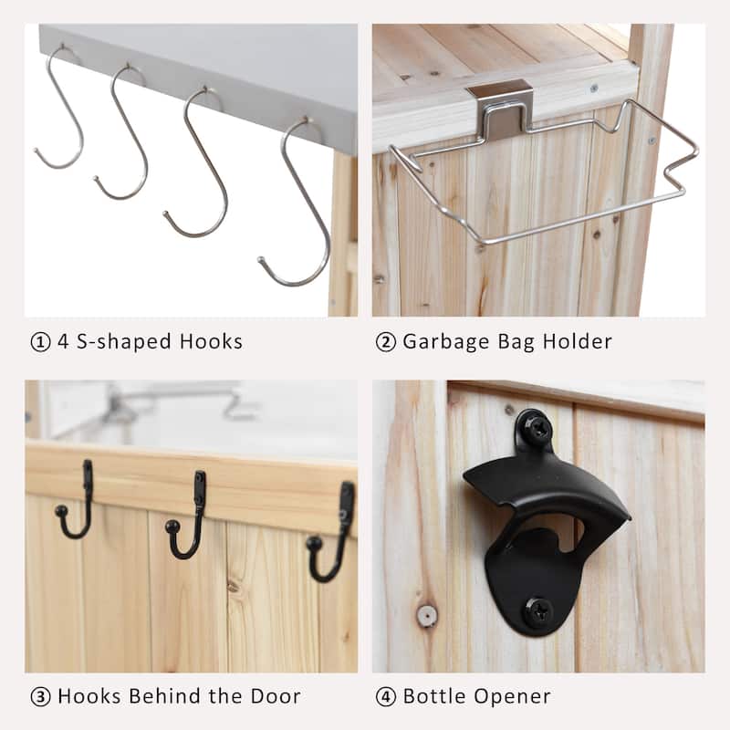 40.5" Outdoor Grill Cart with Stainless Steel Top, Rolling Buffet Serving Cart with Drop Leaf, Patio Kitchen Island Cart