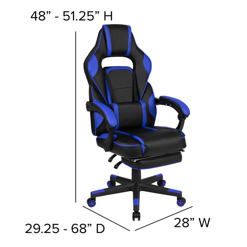 Ergonomic Gaming Chair -Recline Back/Arms, Footrest, Massaging Lumbar