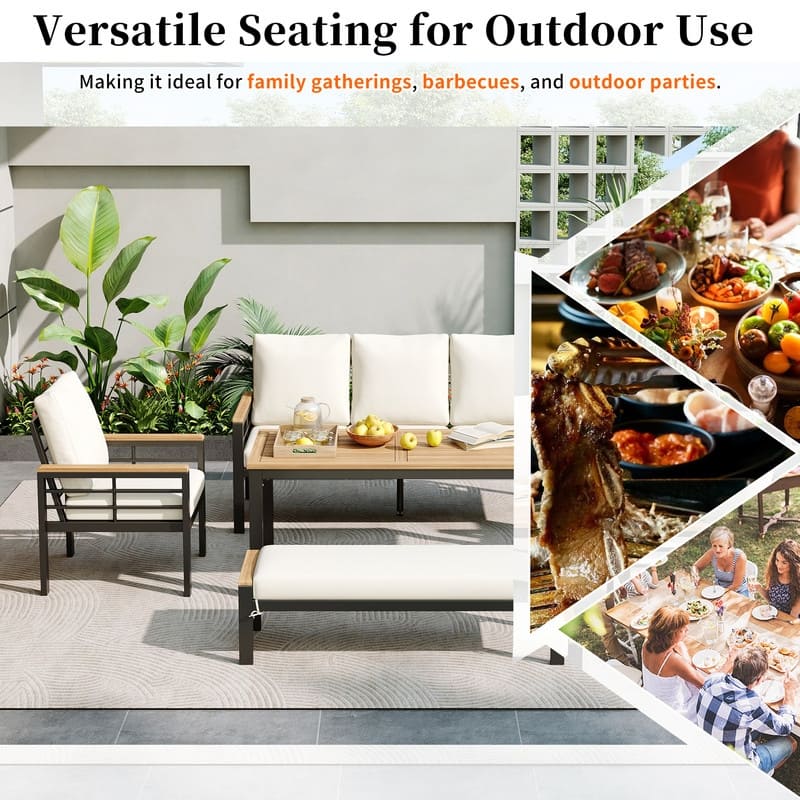 5-Piece Patio Furniture Set - Outdoor Conversation Group with 3-Seat Sofa & Cushions, Perfect for Backyard, Poolside or Garden‌