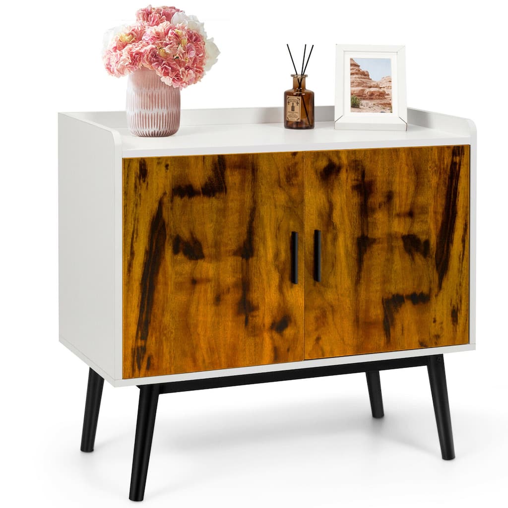 Gymax Sideboard Buffet Storage Cabinet w/2 Door Metal Legs Accent - 32'' x 15'' x 29'' (L x W x H)