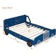 preview thumbnail 13 of 33, Twin/Full Car Bed for Kids, Car Shaped Platform Bed with Wheels, Headboard and Footboard, Toddler Car Bed Slat Support