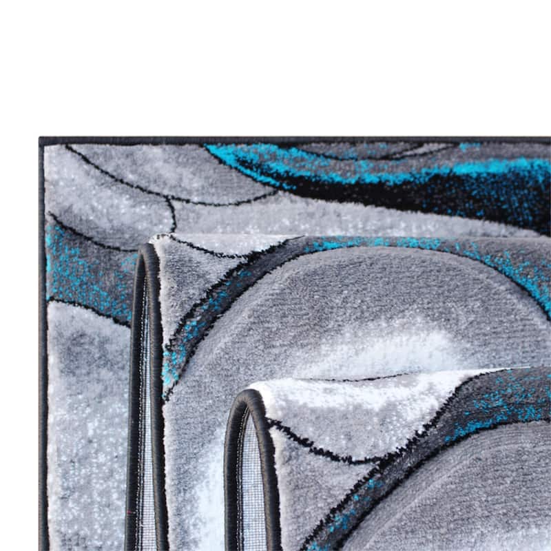 Modern Ocean Wave Design Olefin Indoor Area Rug