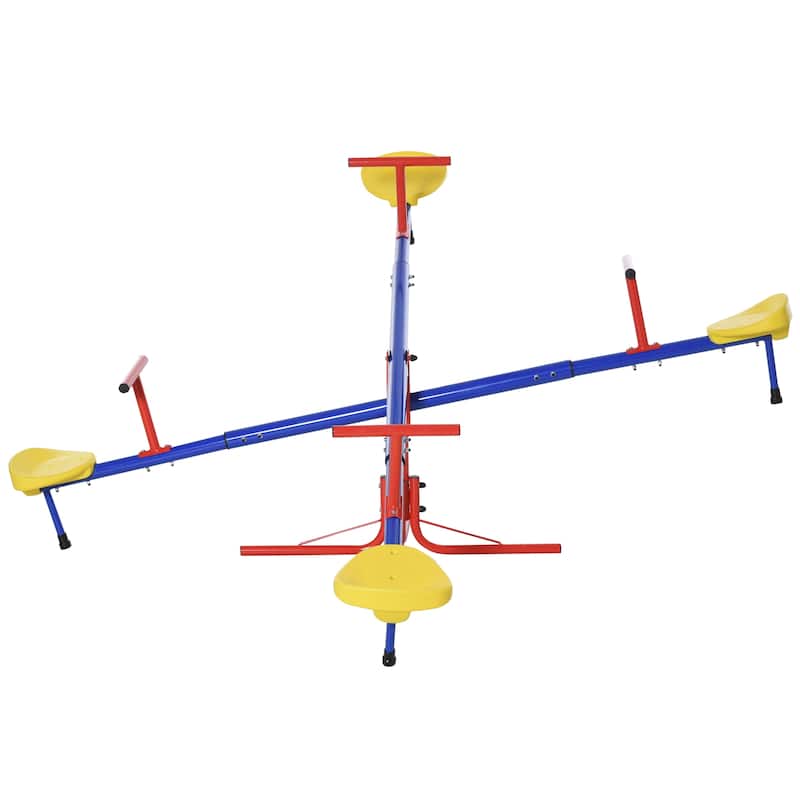 Kids Seesaw Swivel Teeter Totter with 360° Spinning, 4 Seater Seesaw Outdoor Playground Equipment for Backyard - Multicolor