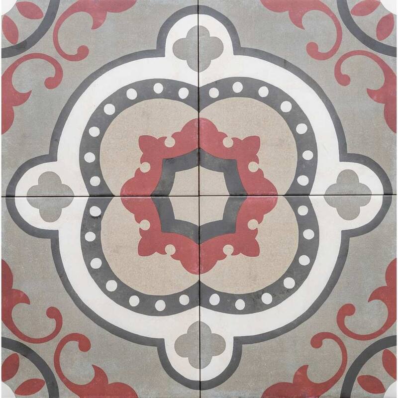 The Tile Life Art Deco 8x8 Grenade Red Porcelain Floor & Wall Tile - 8 x 8 Sample