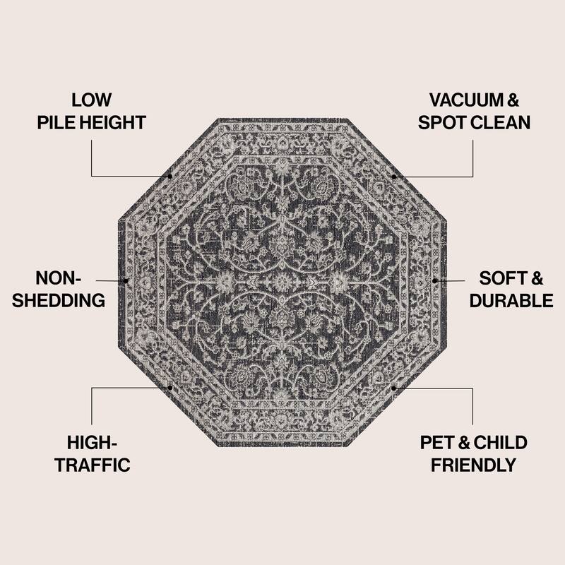 JONATHAN Y Palazzo Vine and Border Textured Weave Indoor/Outdoor Area Rug