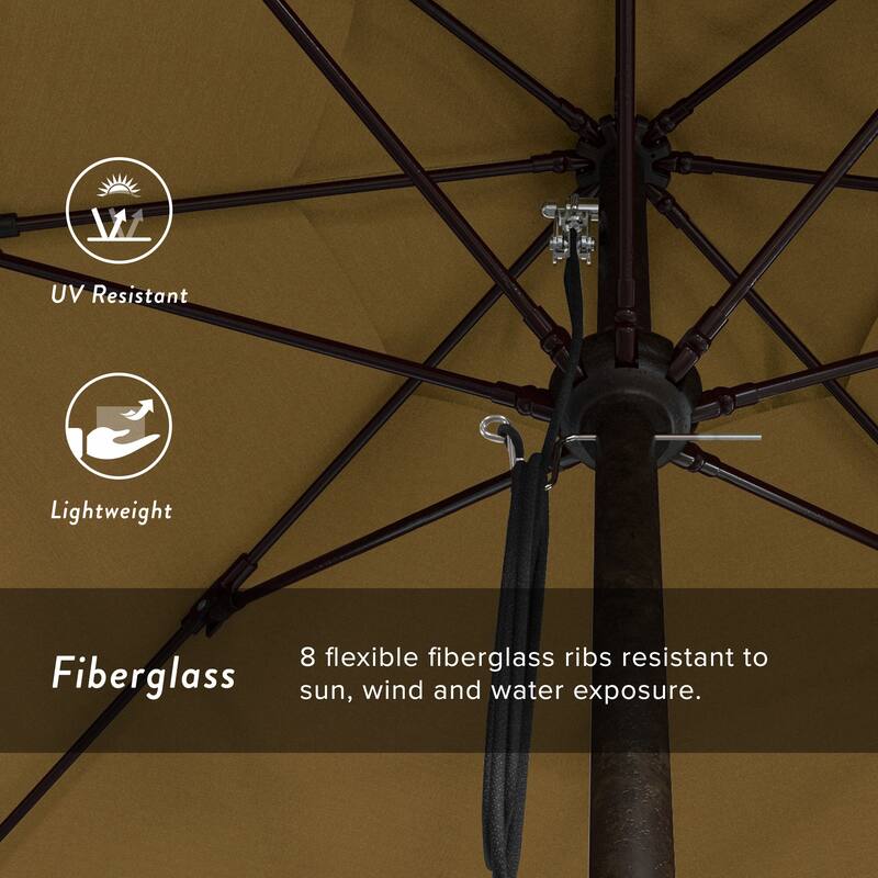 California Umbrella 11' Rd Aluminum Frame, Fiberglass Rib Patio Umbrella, Push Open, Bronze Finish, Sunbrella Fabric