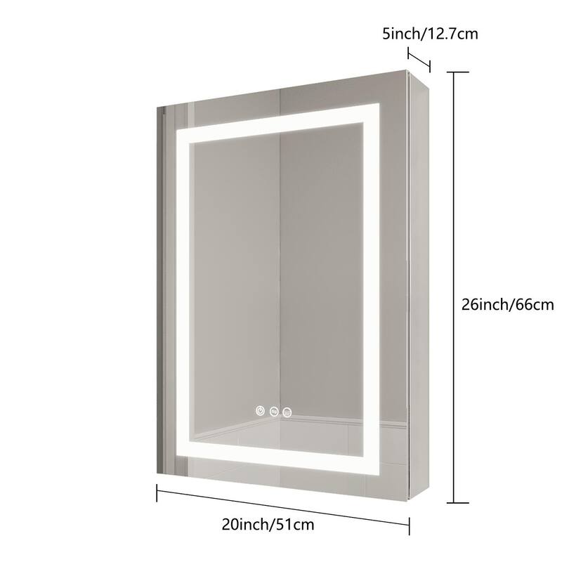 LED Lighted Bathroom Medicine Cabinet with Anti-Fog, Dimmable Mirror, Adjustable Brightness & Color Temperature