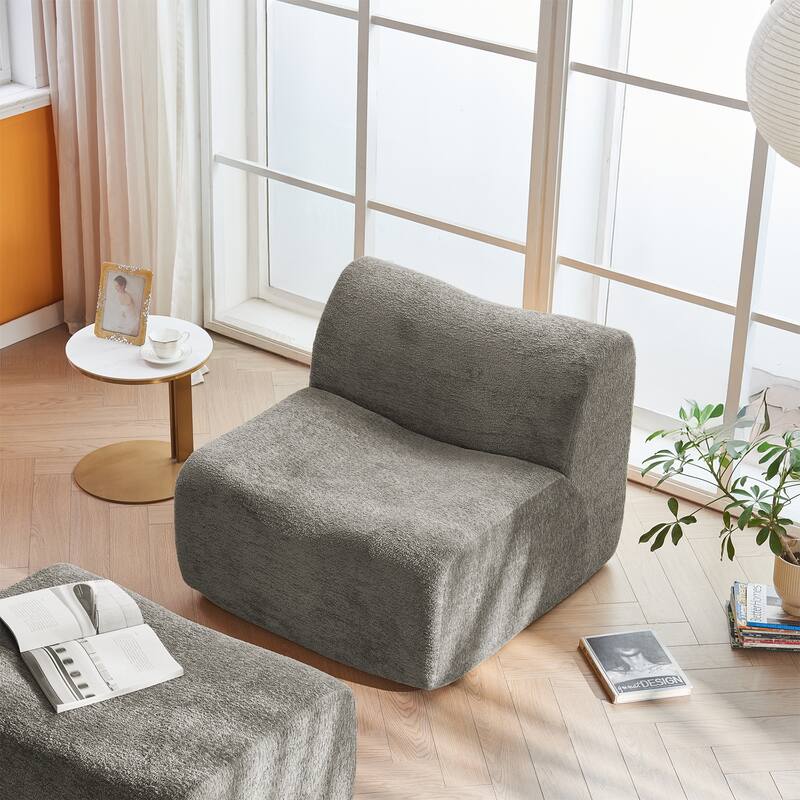 Comfortable and Space-Saving Single Foam Compression Sofa Chair with Footrest + Pillow