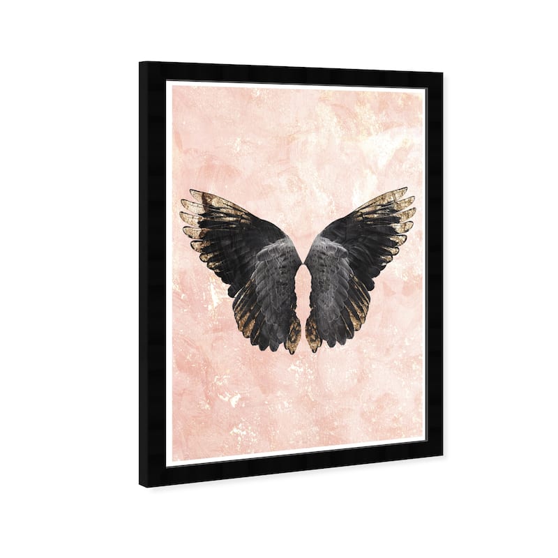 Wynwood Studio Prints Fashion and Glam Golden Feather Down Black Black and Metallic Gold Glam Wall Art Canvas Print
