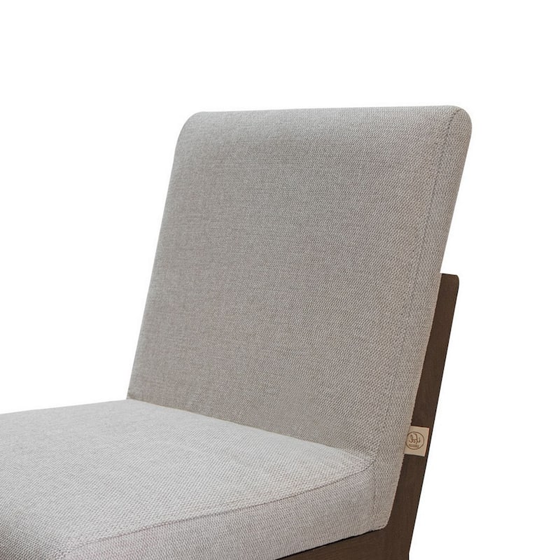 Umey 23 Inch Side Dining Chair Set of 2, Beige Fabric, Brown Solid Wood