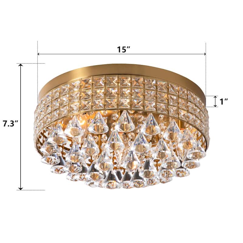 Maxax 4 - Light 15'' Crystal Metal Flush Mount