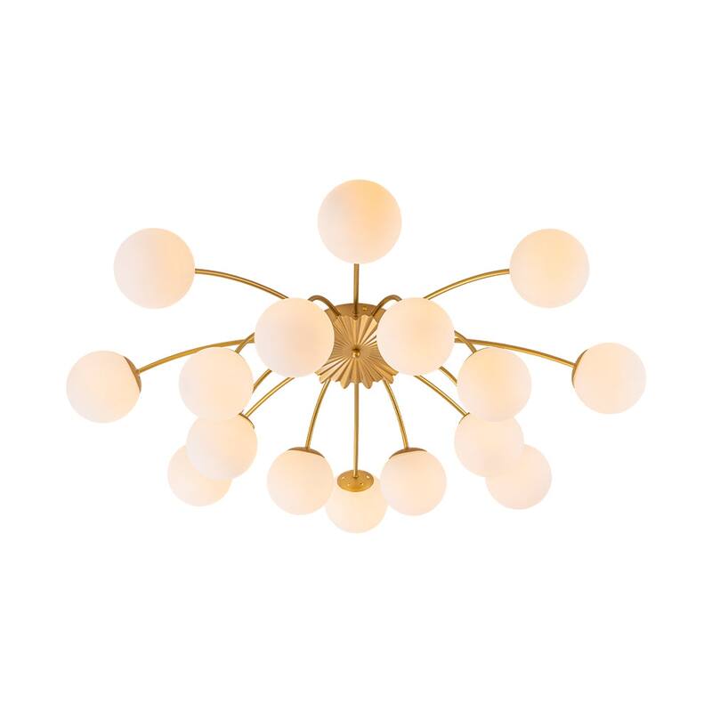 Mid-Century 12-Light Milky Glass Globe Sputnik Ceiling Light - 39in