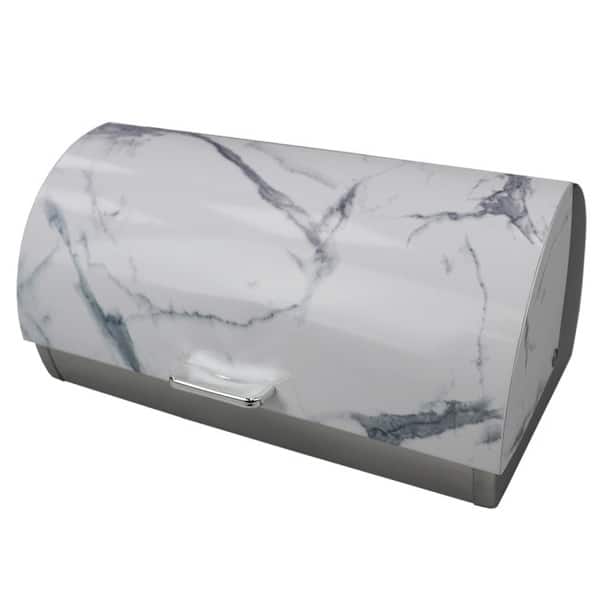 Shop Marble Like Roll Top Lid Steel Bread Box White Overstock 31690741