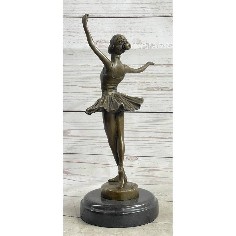 Fourth Position Ballet Dancer Ballerina Bronze Sculpture Statue On Marble Base
