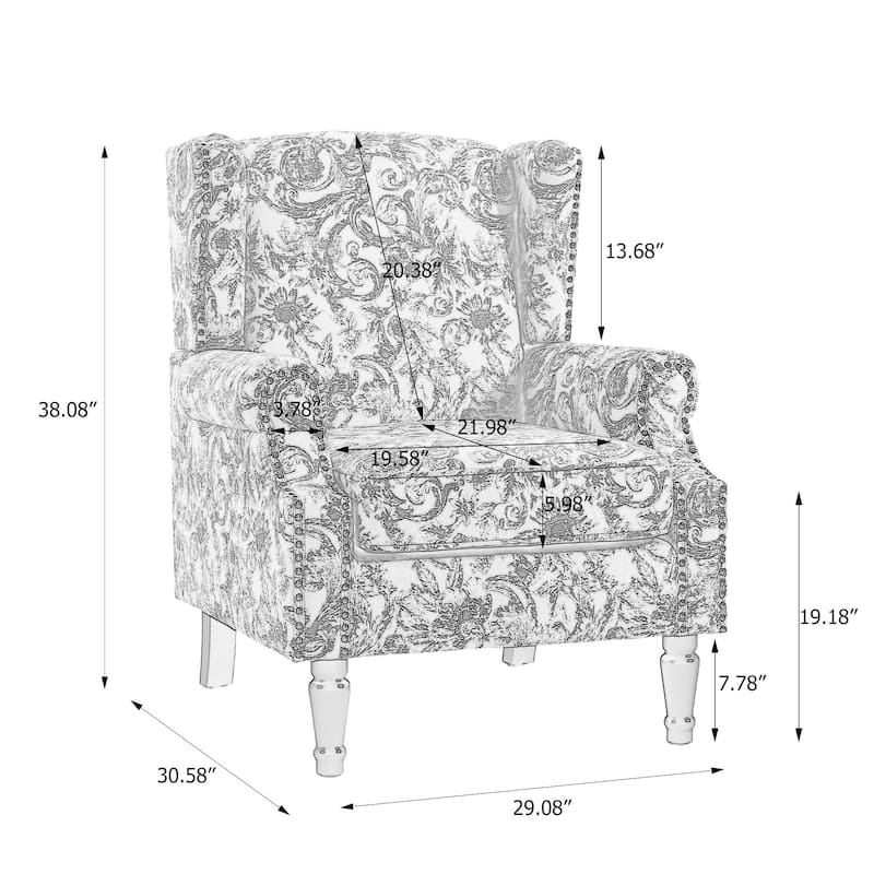 Set of 2 Patterned Upholstered Accent Chair for Living Room