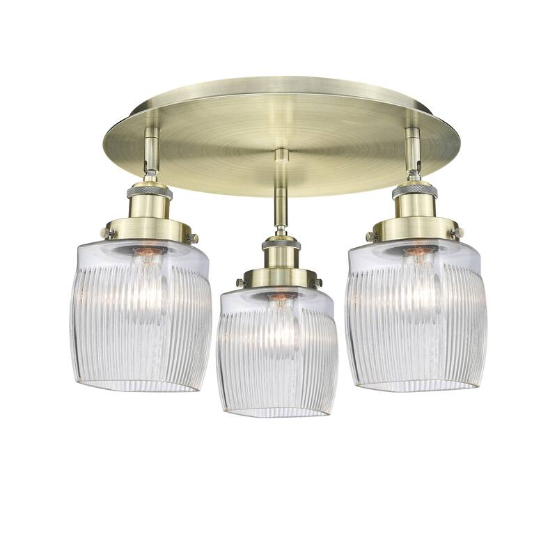 Innovations Lighting Colton - 3 Light 17" Flush Mount - Antique Brass