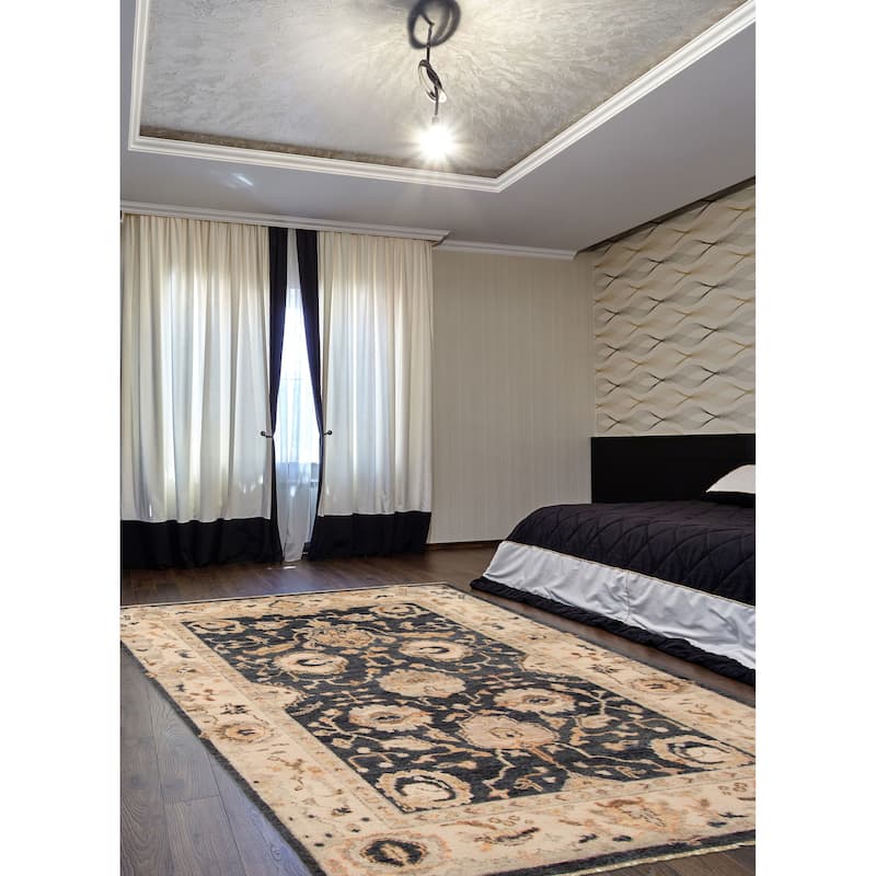 ECARPETGALLERY Hand-knotted Jules Serapi Dark Navy Wool Rug - 6'0 x 8'10