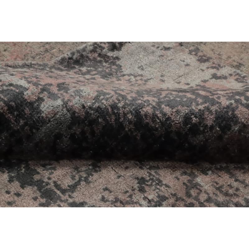 Hand Knotted Oriental Viscose Silk Carpet Modern Abstract Multi-Colored Abstract Area Rug - 9' 8'' X 6' 7''
