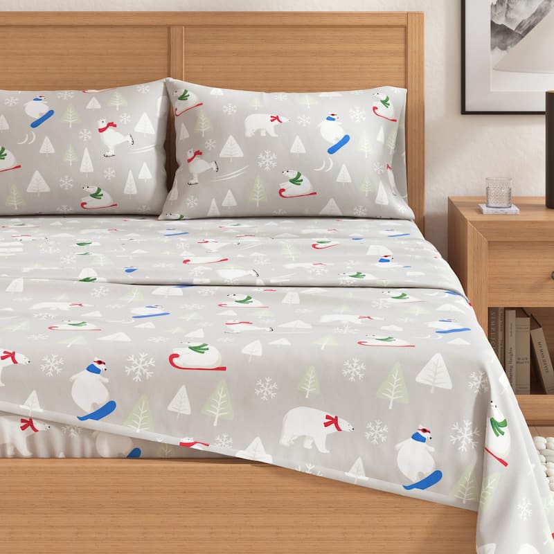 Linery & Co. Ultra-Soft Turkish Cotton Flannel Christmas Print Sheet Set