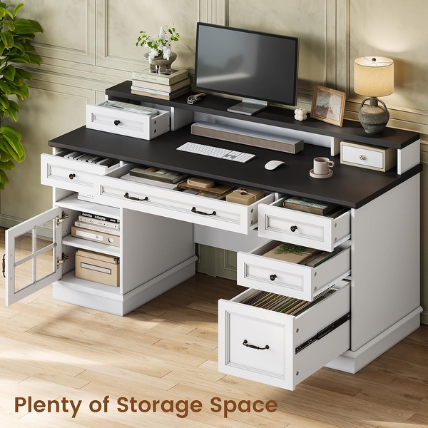 White desk 6 drawers hotsell