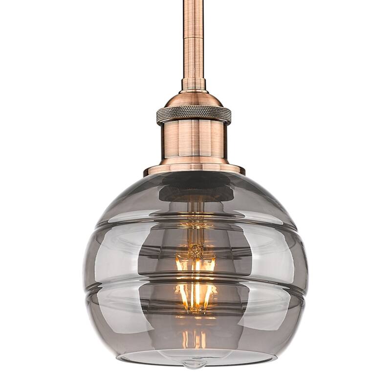 Innovations Lighting 616-1S 7 6 Rochester Pendant Rochester 6" Wide - Antique Copper / Light Smoke