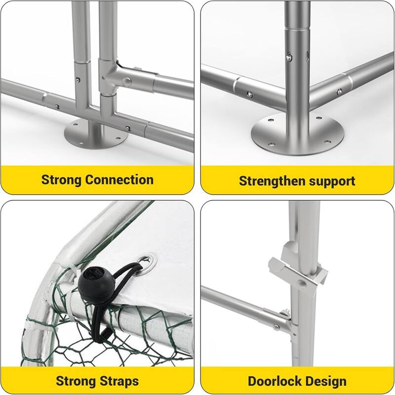 Metal Chicken Coop with Cover Large Walk-in Chicken Runs without ribs