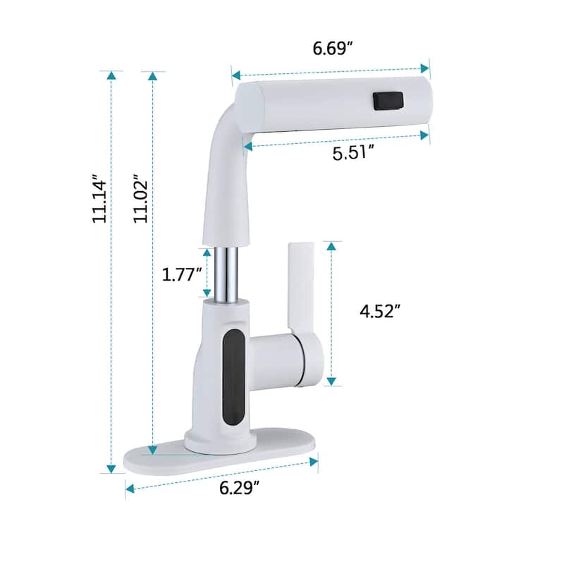 LED Temperature Display Bathroom Faucet with Pull Out Sprayer