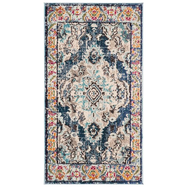 SAFAVIEH Monaco Lillie Boho Medallion Distressed Area Rug - 2'2" x 4' - Navy/Light Blue