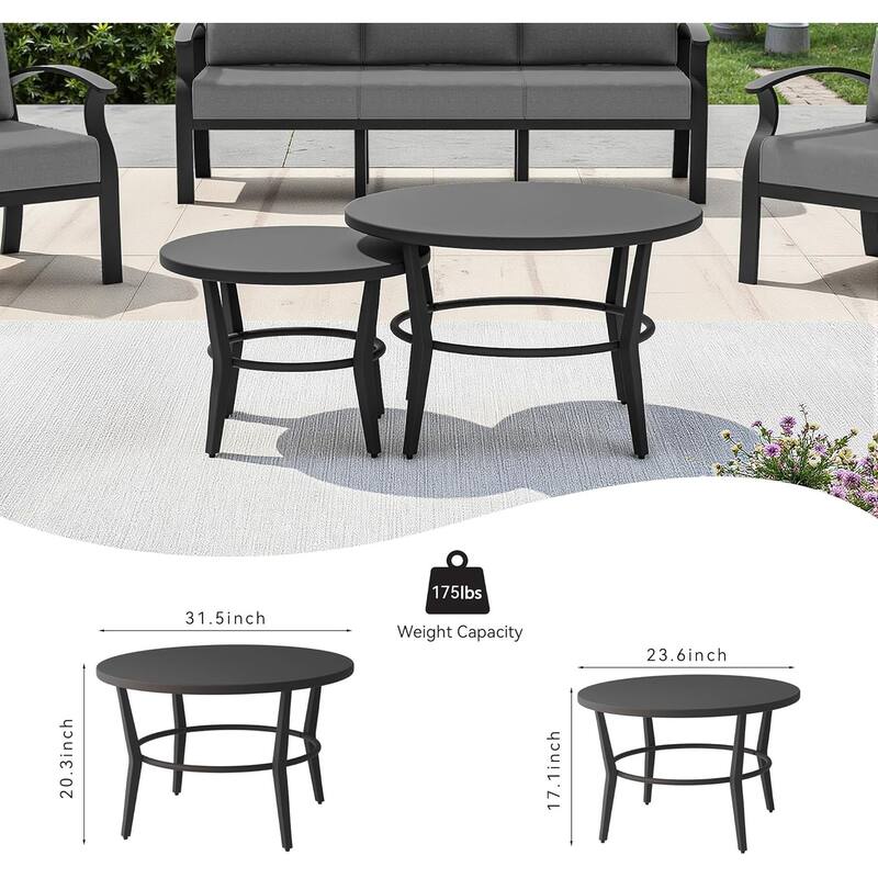 Kullavik Aluminum Outdoor Patio Sectional Sofa Set with Swivel Rocking Chairs and Coffee Table