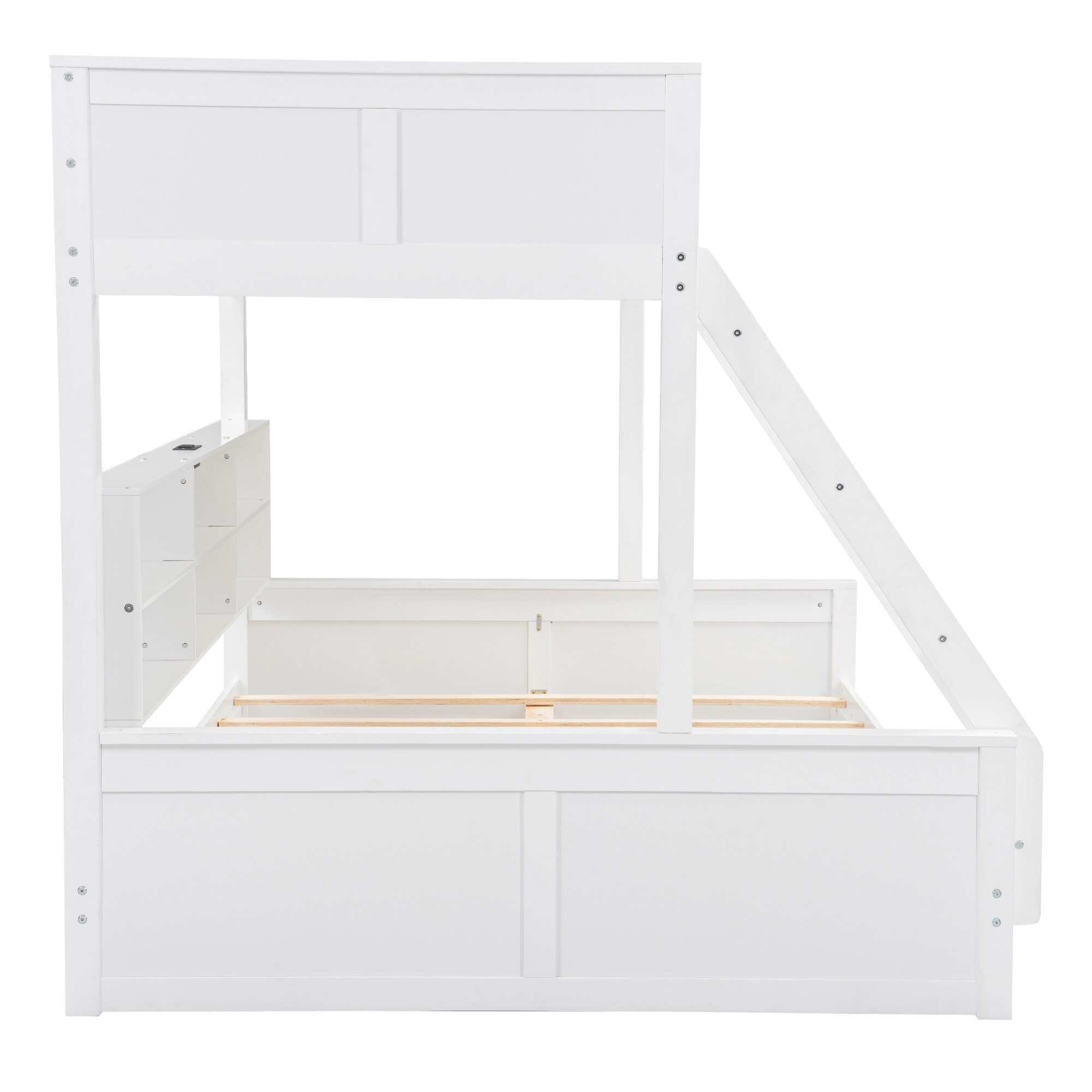Twin XL over Queen Bunk Bed with Storage Cabinets