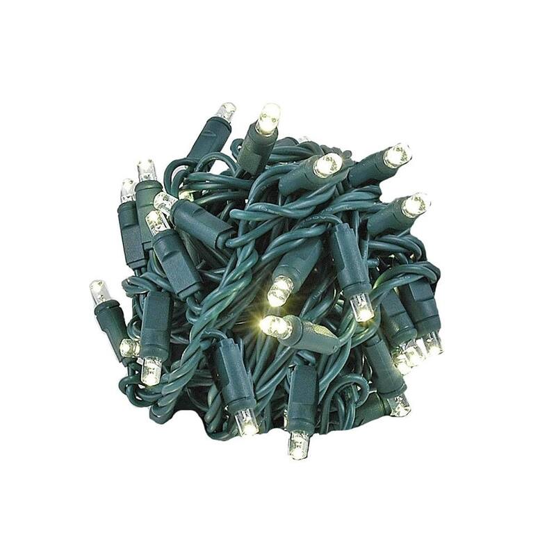 50 Light Twinkle LED Christmas Mini Light, Warm White, Green Wire, 25’ Long