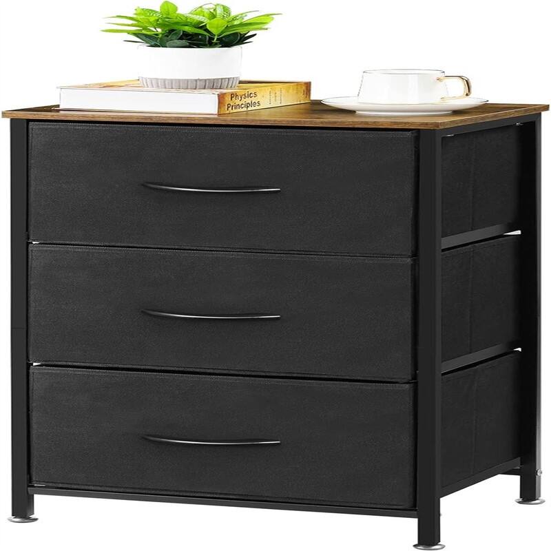 Nightstand with 3 Drawers - Black - 3-drawer