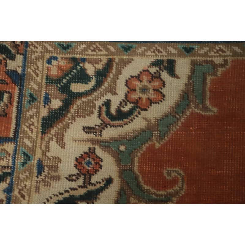 Hand Knotted Oriental 100% Wool Carpet Traditional Medallion Oranges & Rust Tabriz Area Rug - 5' 10'' X 4' 5''