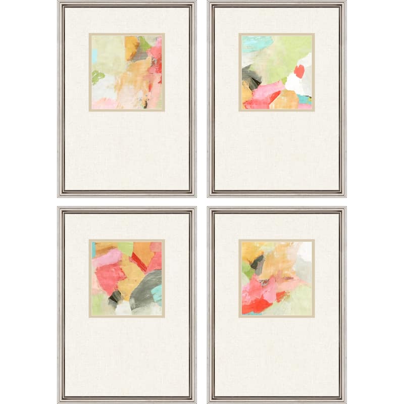 Pastel Splash S/4 Framed Art Exclusive Giclee Under Glass - Multi-Color - 22 X 16 X 1