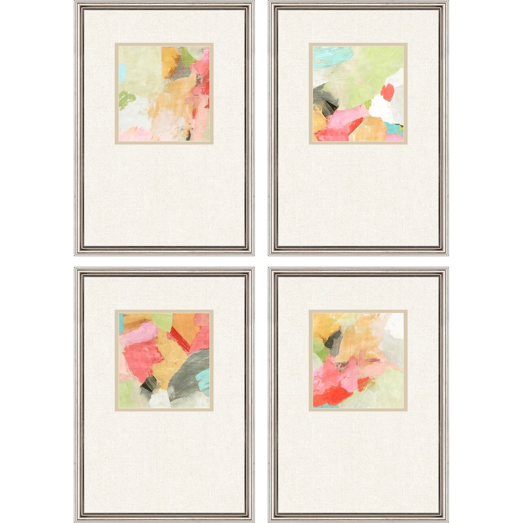 Pastel Splash S/4 Framed Art Exclusive Giclee Under Glass - Multi-Color