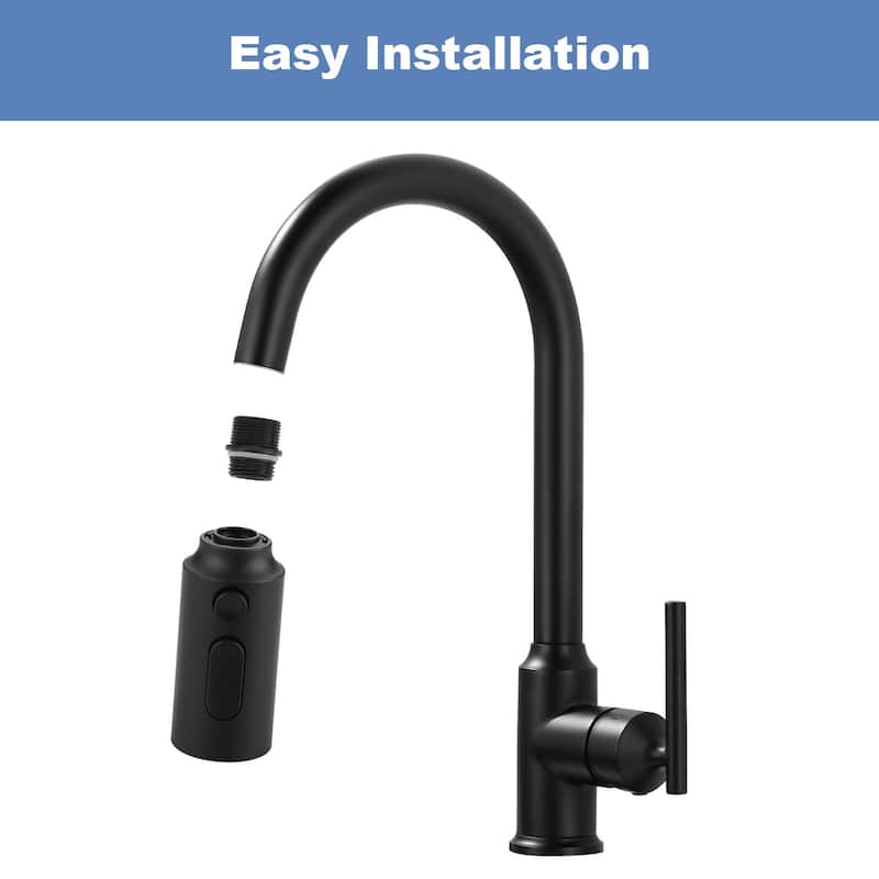 WOWOW Stainless Steel Pull Down Kitchen Faucet Sprayer with 9 Adapters