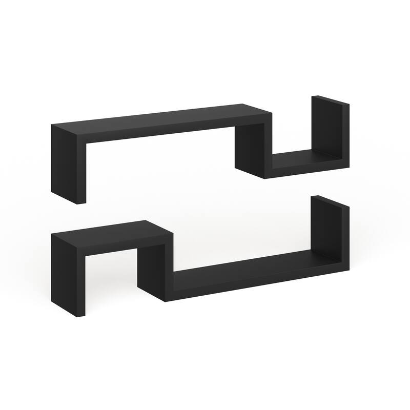 Black 'S' Wall Mount Shelves (Set of 2)
