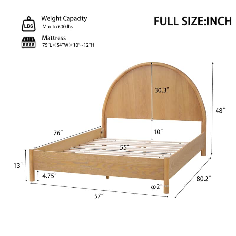Christopher Knight Home - Modern Mid-Century Wooden Platform Bed with Arched Headboard